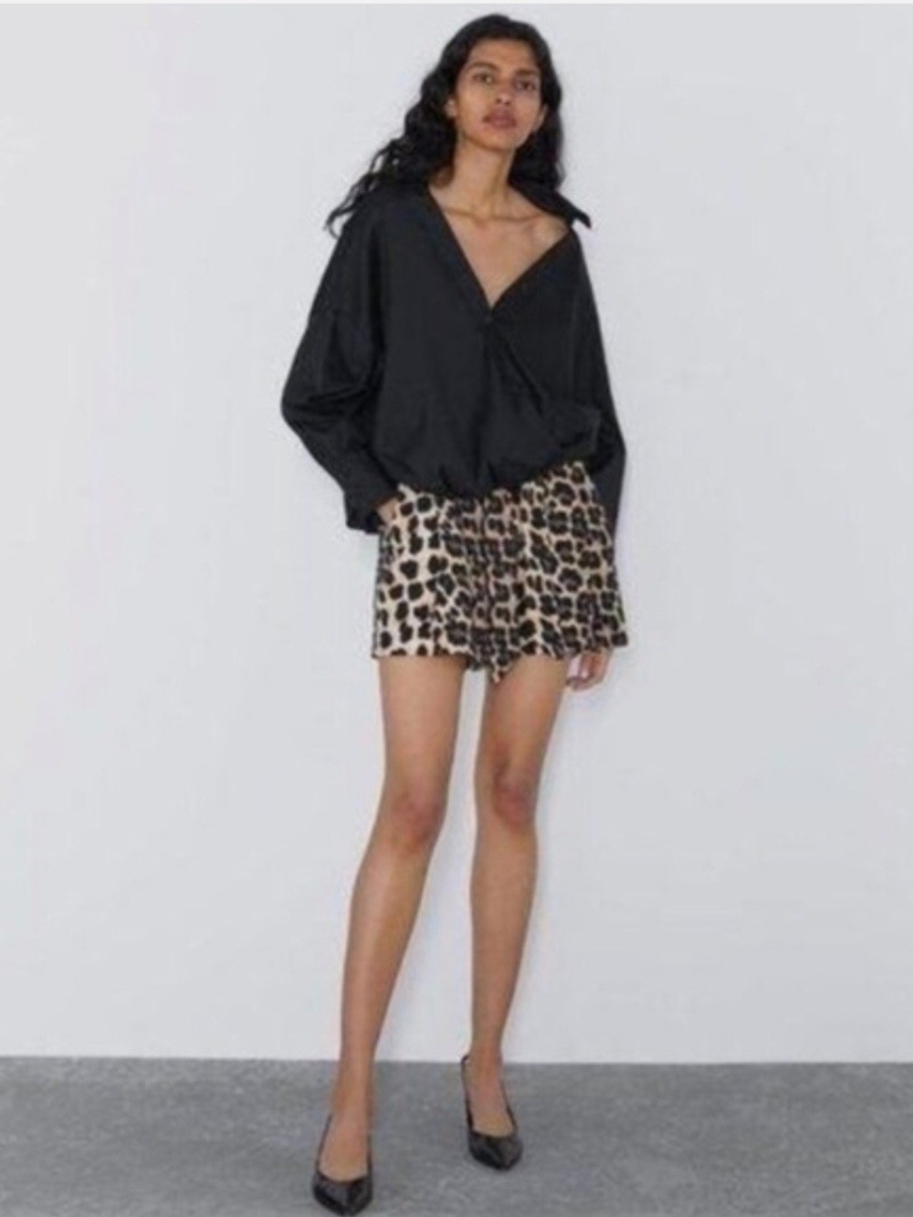 Zara Leopard Print High Waist Shorts W/belt In Beige and Black Size S! NWOT!